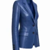 Womens Single Button Leather Blazer