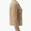 Womens Suede Beige Biker Jacket