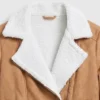 Womens Suede Biker Jacket with Fur Lining