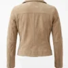 Womens Suede Leather Beige Jacket