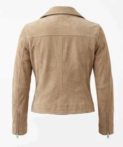 Womens Suede Leather Beige Jacket