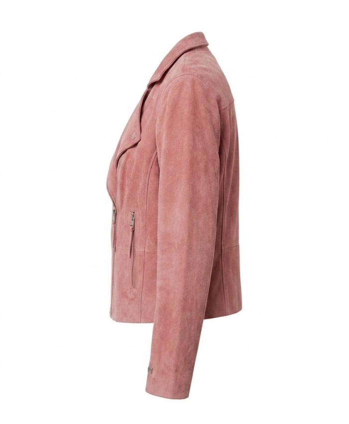 Womens Suede Leather Biker Jacket