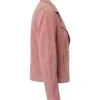 Womens Suede Pink Biker Jacket