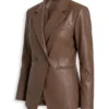 Womens Two Button Leather Blazer For Sale