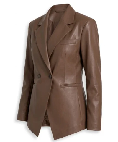 Womens Two Button Leather Blazer For Sale