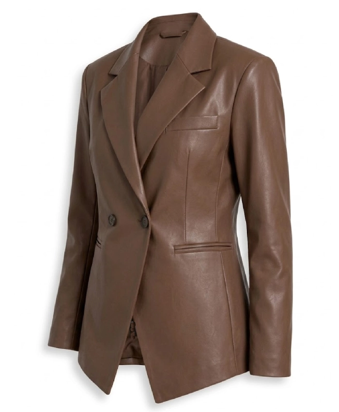 Womens Two Button Leather Blazer For Sale