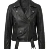 Womens Vyxen Cropped Biker Leather Jacket