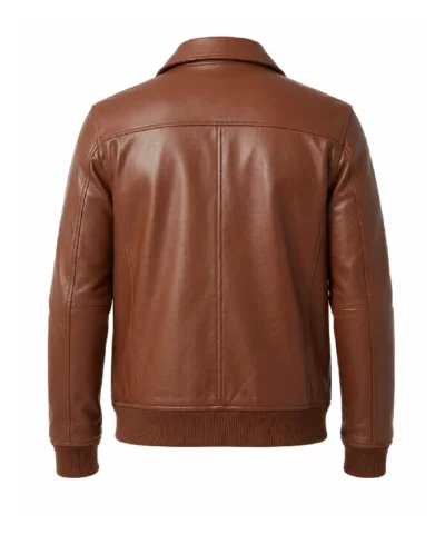 Zanvek Brown Leather Bomber Jacket