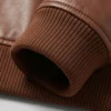 Zanvek Brown Leather Bomber Jacket For Men Cuffs