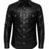 2026 Black Asake Leather Shirt