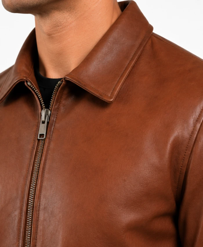 Mens Coffmen A2 Leather Bomber Jacket in Brown
