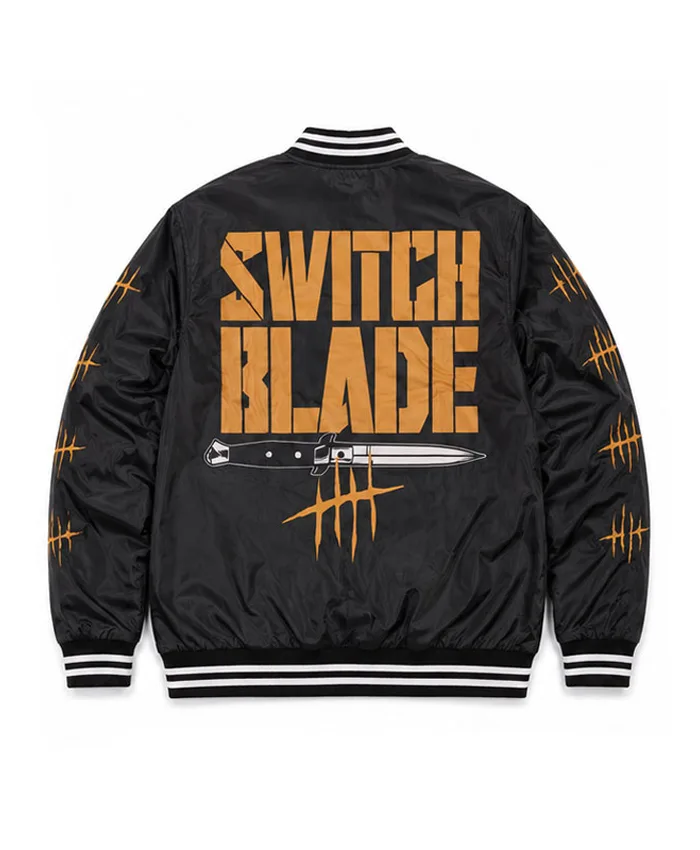 AEW Jay White Switch Blade Limited Edition Black Satin Varsity Guns Up Jacket