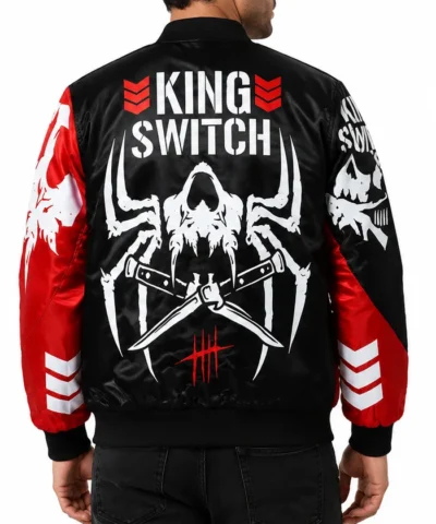 AEW Switchblade Jay White King Switch Satin Bomber Varsity Jacket Back