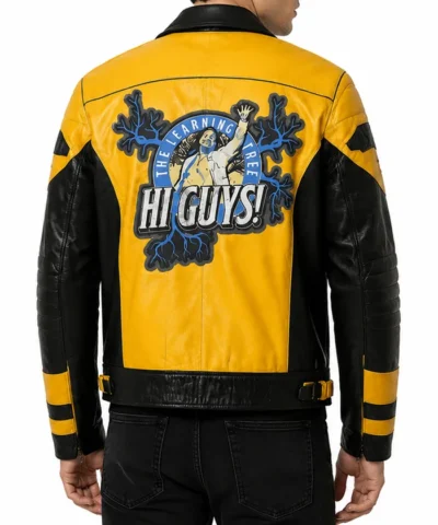 AEW Wrestle Dream Chris Jericho The Learning Tree Yellow and Black Biker Leather Jacket Back
