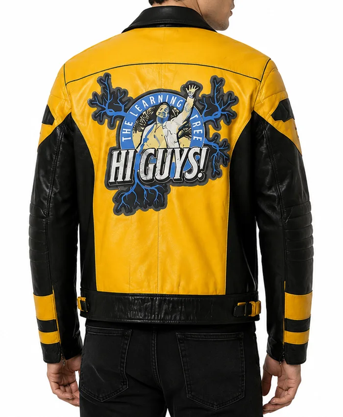 AEW Wrestle Dream Chris Jericho The Learning Tree Yellow and Black Biker Leather Jacket Back