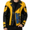 AEW Wrestle Dream Chris Jericho The Learning Tree Yellow and Black Biker Leather Jacket Front