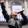 Alicia Keys Cropped Pelle Pelle Black Jacket