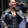 Alicia Keys Cropped Pelle Pelle Black Leather Jacket
