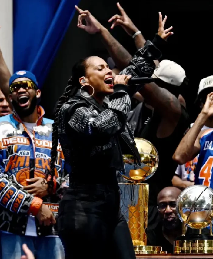 Alicia Keys Cropped Pelle Pelle Leather Jacket