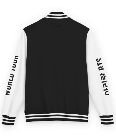 Arirang BTS World Tour Black and White Varsity Jacket Back