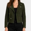 Armand Suede Biker Jacket in Green
