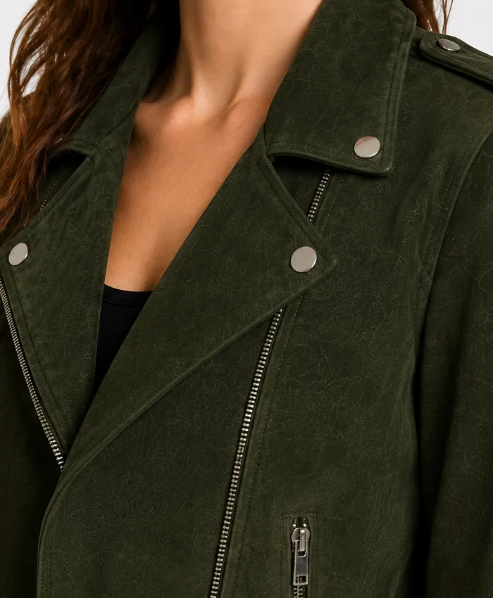 Armand Green Suede Biker Jacket