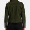 Womens Armand Green Suede Biker Jacket