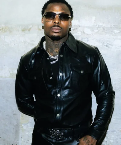 Asake 2026 Black Leather Trucker Jacket