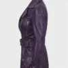 Asymmetrical Belted Purple Leather Jacket
