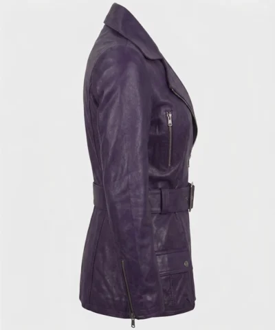 Asymmetrical Purple Leather Jacket