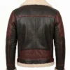 B3 Shearling Burgundy Leather Jacket For Sale