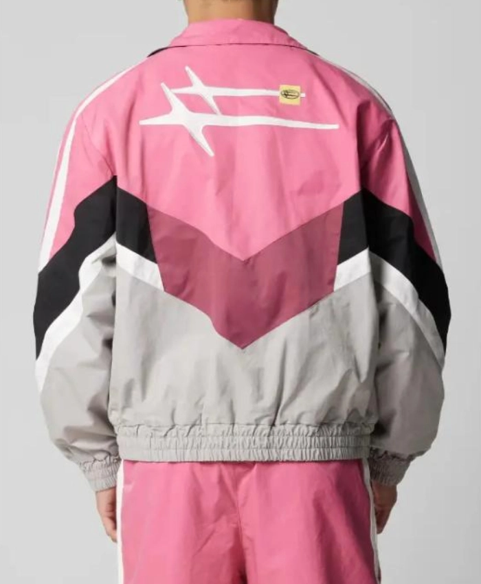Barry Keoghan Crime 101 Movie 2026 Ormon Pink and White Racer Bomber Jacket