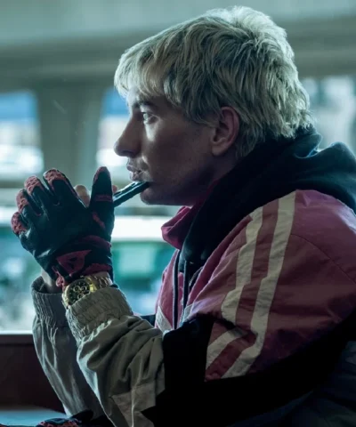 Barry Keoghan Crime 101 Movie 2026 Ormon Racer Bomber Jacket