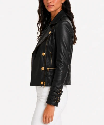 Billie Black Leather Motorcycle Jacket