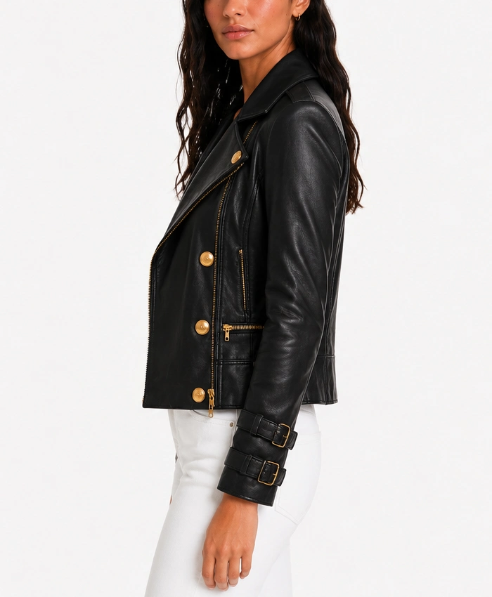 Billie Black Leather Motorcycle Jacket