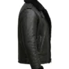 Black Aviator Shearling Fur Sheepskin Jacket