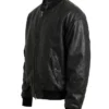 Black Baggy Style Leather Bomber Jacket