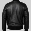 Black Cowhide Leather MA-1 Flight Jacket For Mens