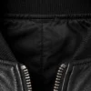 Black Cowhide Leather MA-1 Flight Jacket Mens