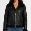 Buy Ladies Black Leather Aviator Jacket