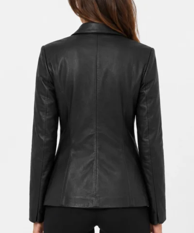 Ladies Black Leather Blazer for sale