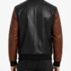 Buy Mens Black and Cognac Bomber Leather Jacket