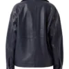 Blue Oversized Leather Jacket