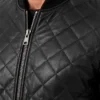 Mens Bomber Black Quilted Leather Jacket