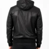 Bouncer Biz Black Leather Bomber Jacket