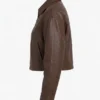 Brown Cropped Leather Jacket