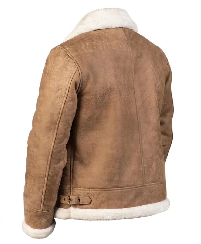 Brown Distressed Shearling Jacket