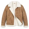 Brown Distressed Shearling Leather Jacket