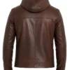 Brown Hooded Leather Jacket