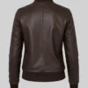 Brown Sheepskin Leather MA-1 Aviator Jacket For Women